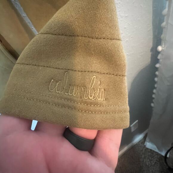 Columbia Large Green Full Zip Jacket Faux Leather Long Sleeve Sherpa Collar - Picture 4 of 9